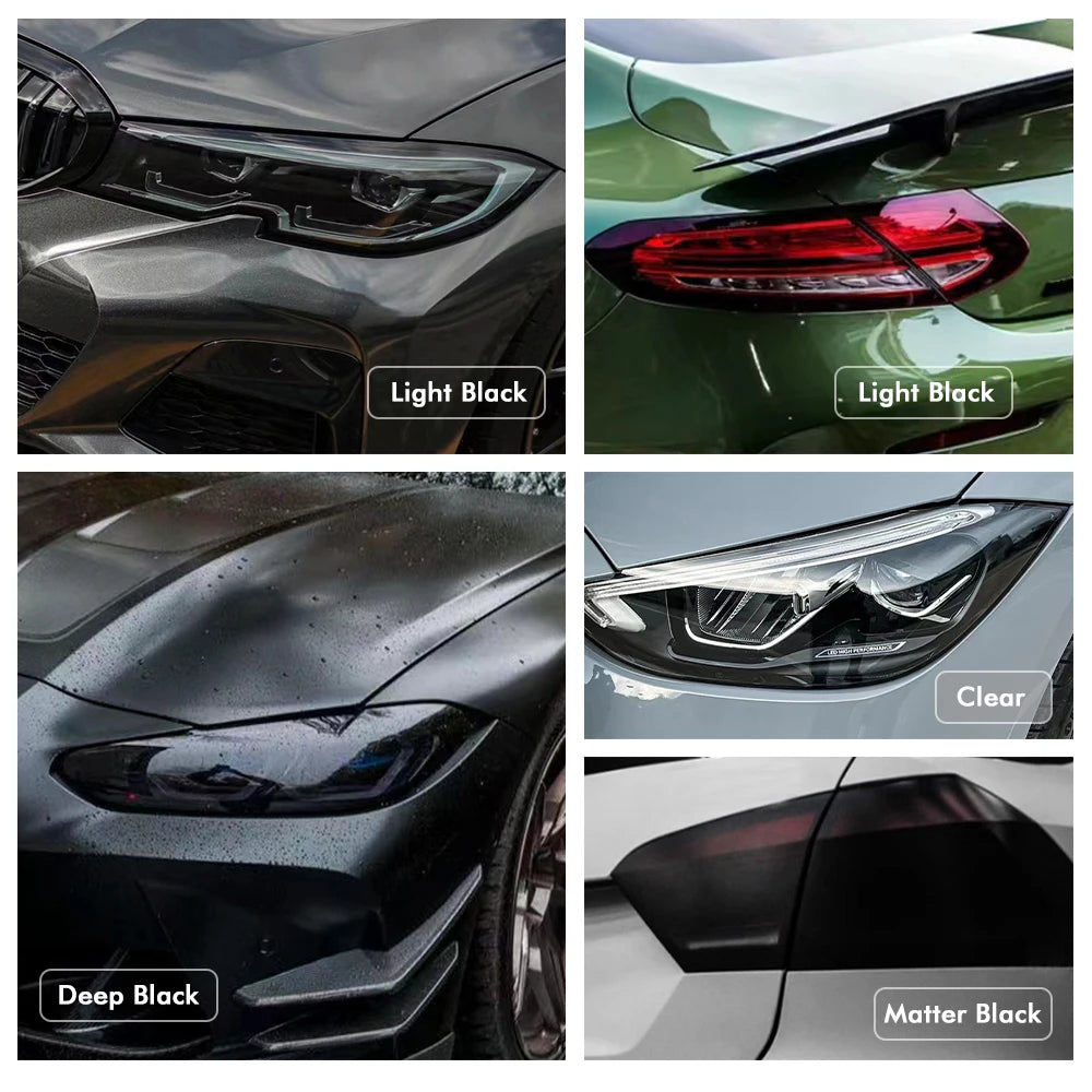 Black Smoke PVC Headlight Tint Wrap Film | 30×100cm Car Vinyl Headlight Tint Film QXL