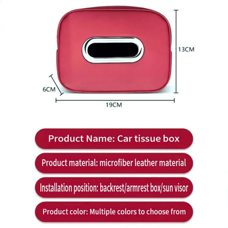Microfiber Leather Car Tissue Box Holder | Sun Visor & Backseat Car Tissue Holder QXL