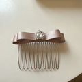 Rhinestone Heart Satin Bow Hair Comb | Crown Volume Style Decorative Hair Comb QXL NO Light Brown5