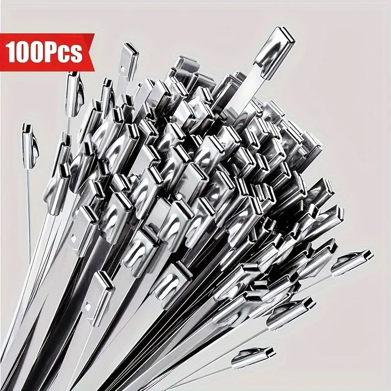 100-Pack Stainless Steel Self-Locking Cable Ties | Heavy Duty Metal Cable Ties QXL