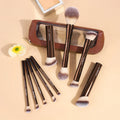 MAANGE 9-Pc Makeup Brush Set with Storage Bag | Synthetic Makeup Brush Set QXL coffee brown