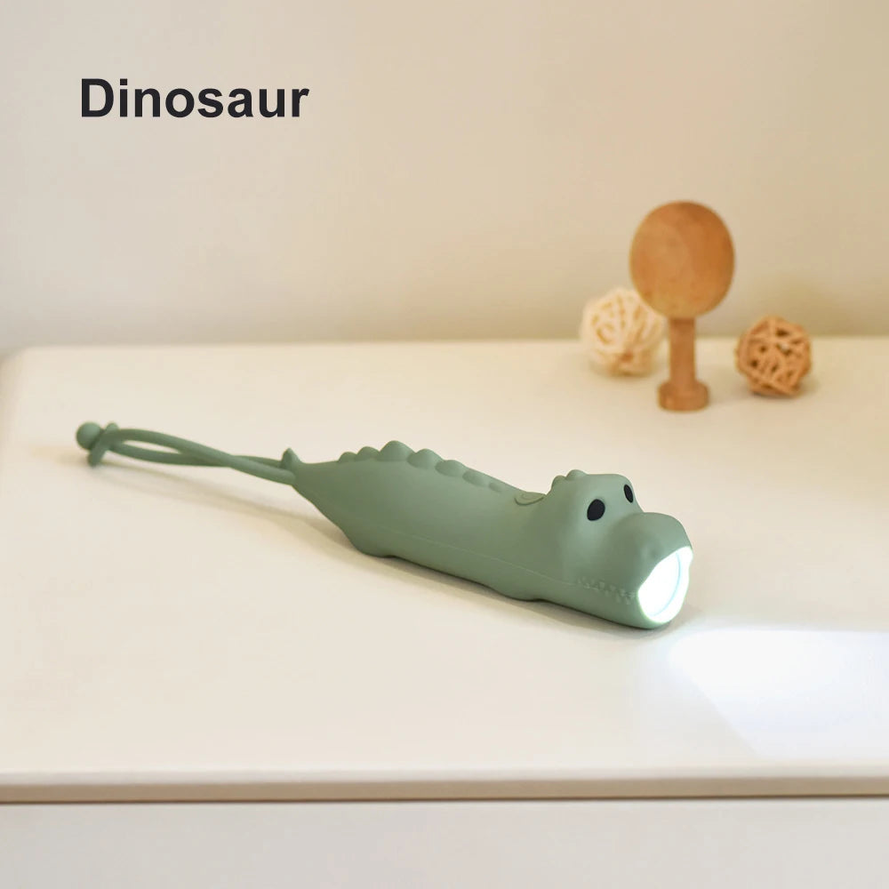 Kids Bear Rabbit LED Flashlight | USB Rechargeable Camping Light Kids LED Flashlight QXL Dinosaur