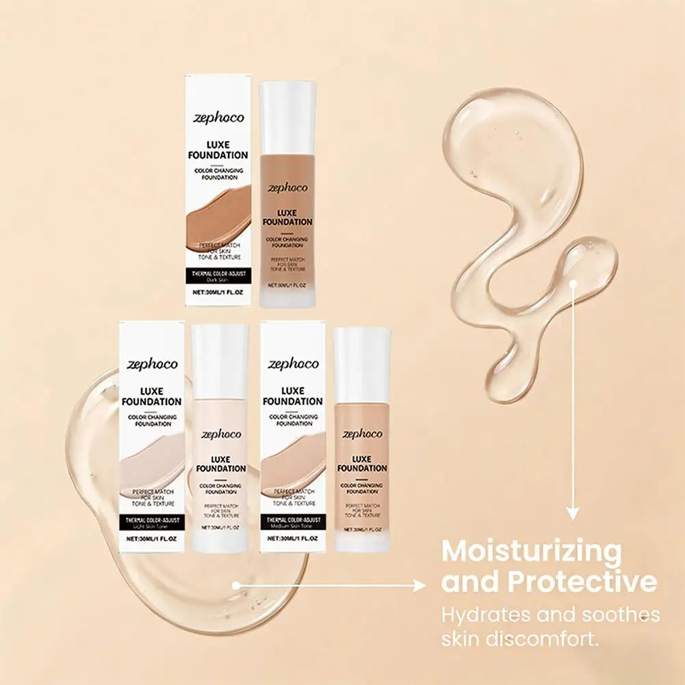 Color-Changing Foundation | High Coverage, 24H Wear, 30ml Liquid Foundation QXL