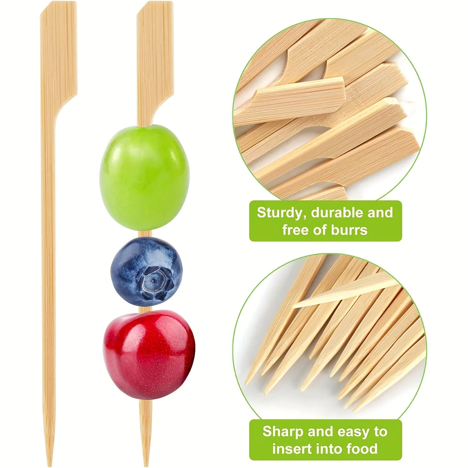 100-Pack Disposable Bamboo Skewers | BBQ, Fruit & Cocktail Bamboo Skewers QXL