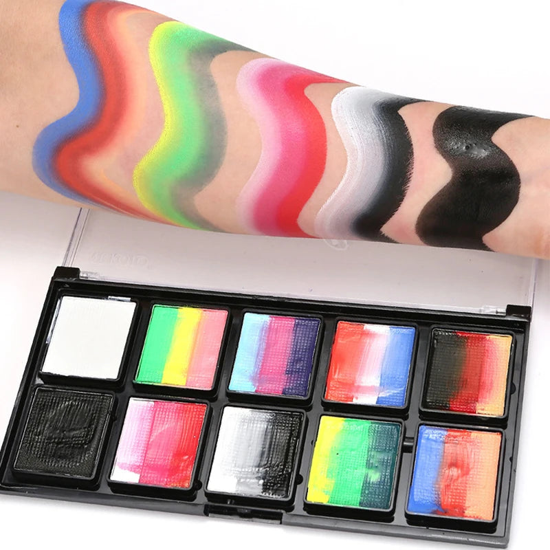 24-Color Face & Body Paint Kit | Non-Toxic Halloween Makeup Face & Body Paint QXL