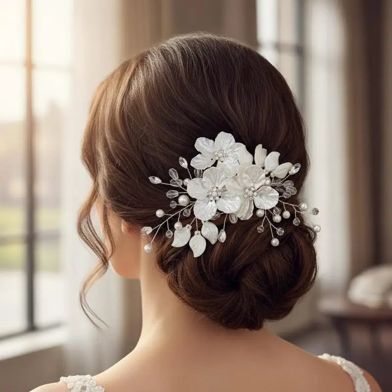 Crystal Pearl Flower Bridal Hairpin | Handmade Wedding Hair Bridal Hair Accessory QXL
