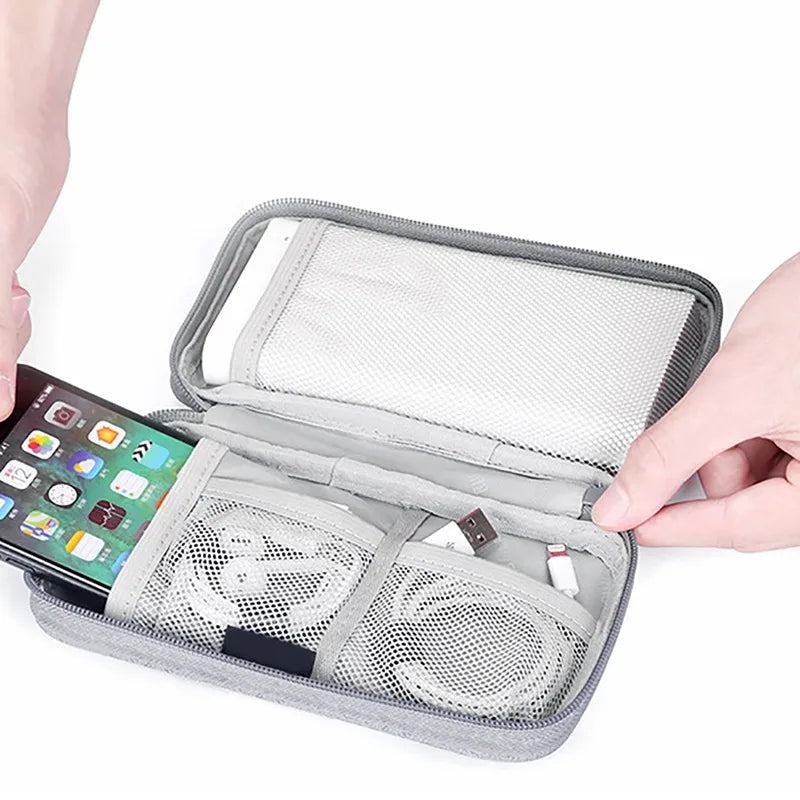 Portable Cable & Earphone Organizer Travel Bag | Polyester Cable Organizer Bag QXL