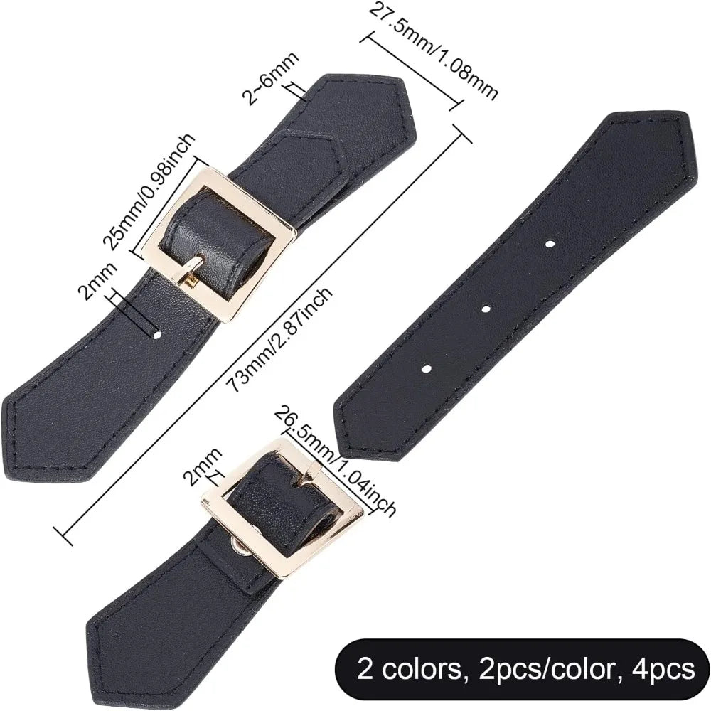 PU Leather Sew-On Toggle Closures – 4 Sets Black & Brown Garment Toggle Closures QXL AECH04-00394