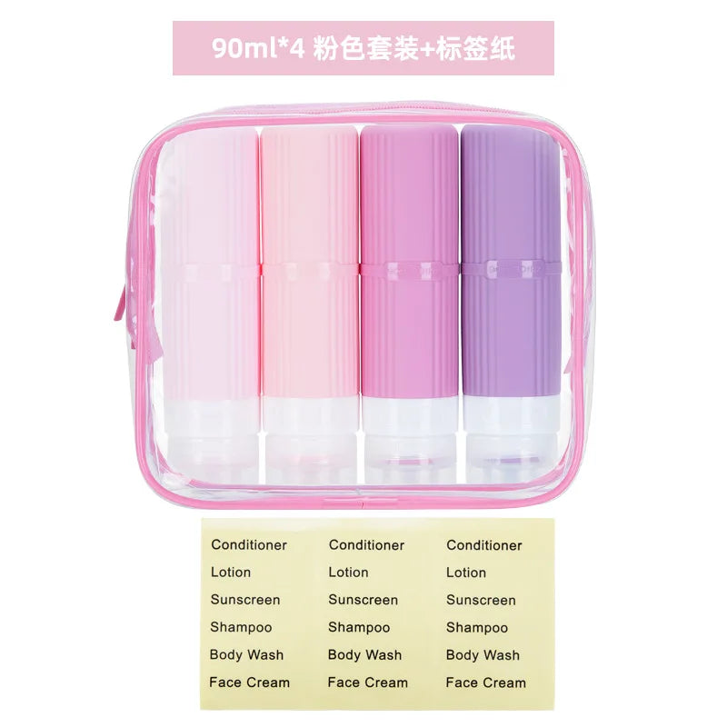 4-Pack Refillable Travel Bottles – Leak-Proof Squeeze Set Travel Bottle Set QXL