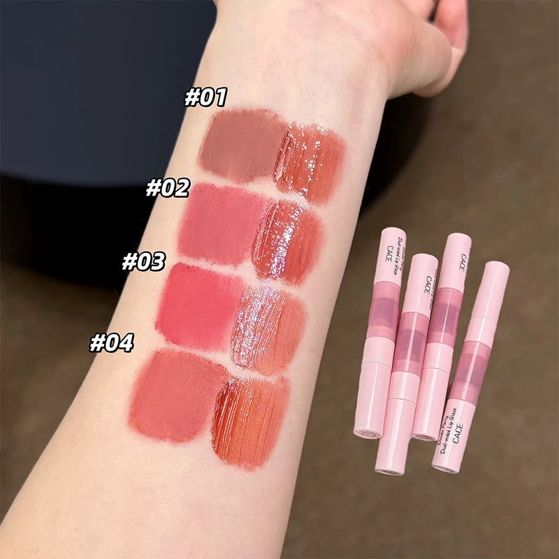 CACE 2-in-1 Mirror Lip Gloss & Matte Lip Stain Stick Lip Gloss Stain QXL