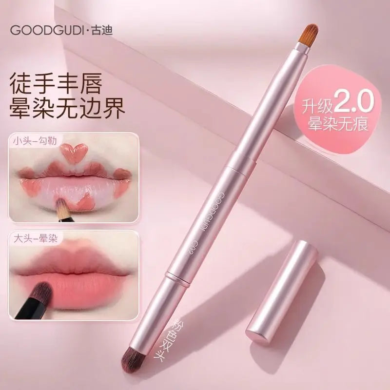 Dual-Head Retractable Lip & Concealer Blending Brush with Cap Lip Blending Brush QXL 02 pink