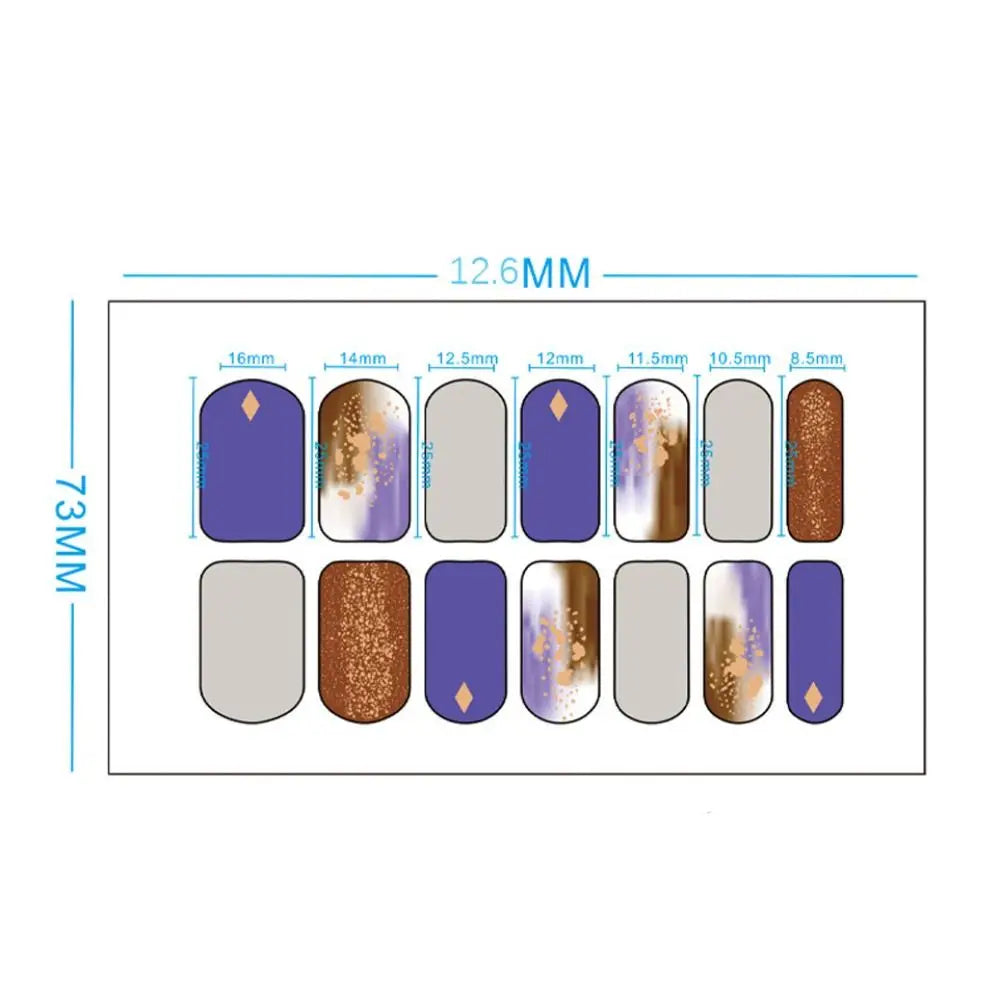 Glitter Gel Nail Polish Strips | Full Cover Nail Wraps 14-Pc Gel Nail Strips QXL
