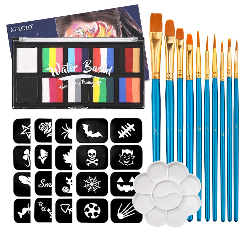 24-Color Face & Body Paint Kit | Non-Toxic Halloween Makeup Face & Body Paint QXL WG-SRXYC-10 -4pcs-10
