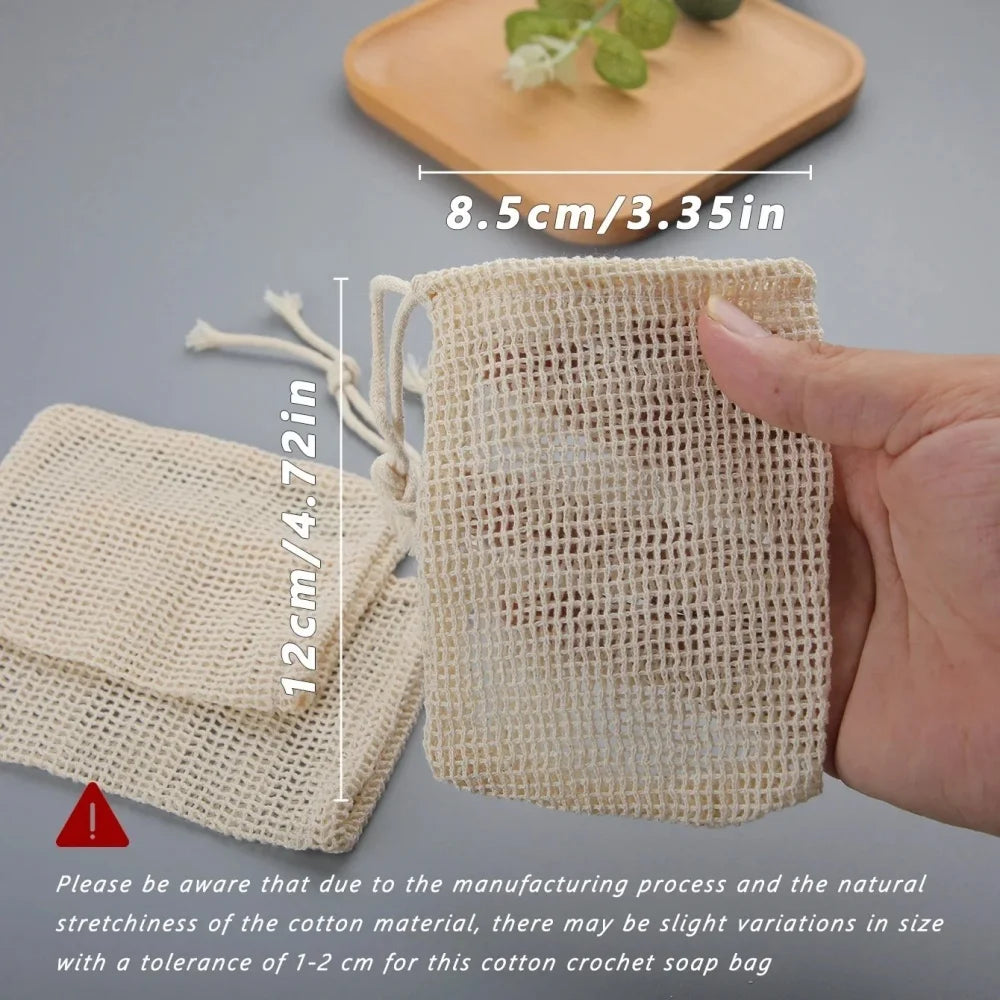 Natural Cotton Soap Saver Bag | Eco Lathering Mesh Pouch Soap Saver Bag QXL