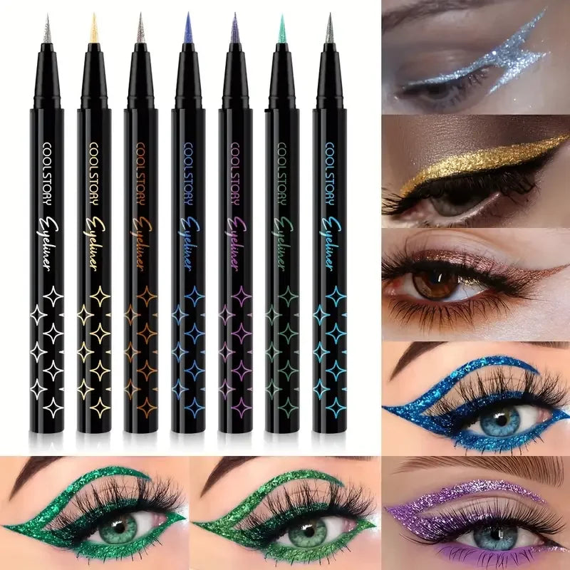 VERONNI Glitter Metallic Eyeliner Pen | Waterproof Eyeshadow Glitter Eyeliner Pen QXL