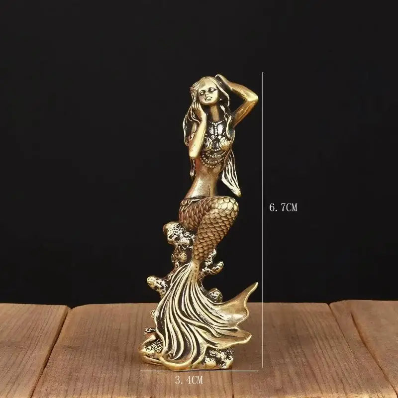 Mini Brass Mermaid Figurine Statue | Home Décor & Gift Decorative Figurine QXL