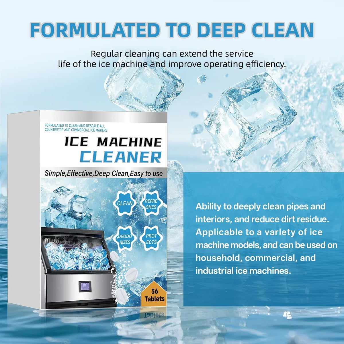 Ice Maker Cleaner & Descaler Tablets 36 Pack | Deep Clean Appliance Descaler Tablets QXL