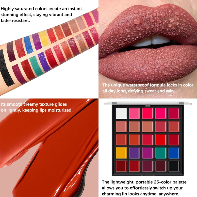 25-Shade Lipstick & Lip Gloss Palette | Pigmented & Moisturizing Lip Color Palette QXL