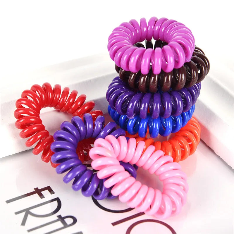 10-Pack Telephone Wire Cord Scrunchies | Elastic Hair Ties Hair Ties Scrunchies QXL