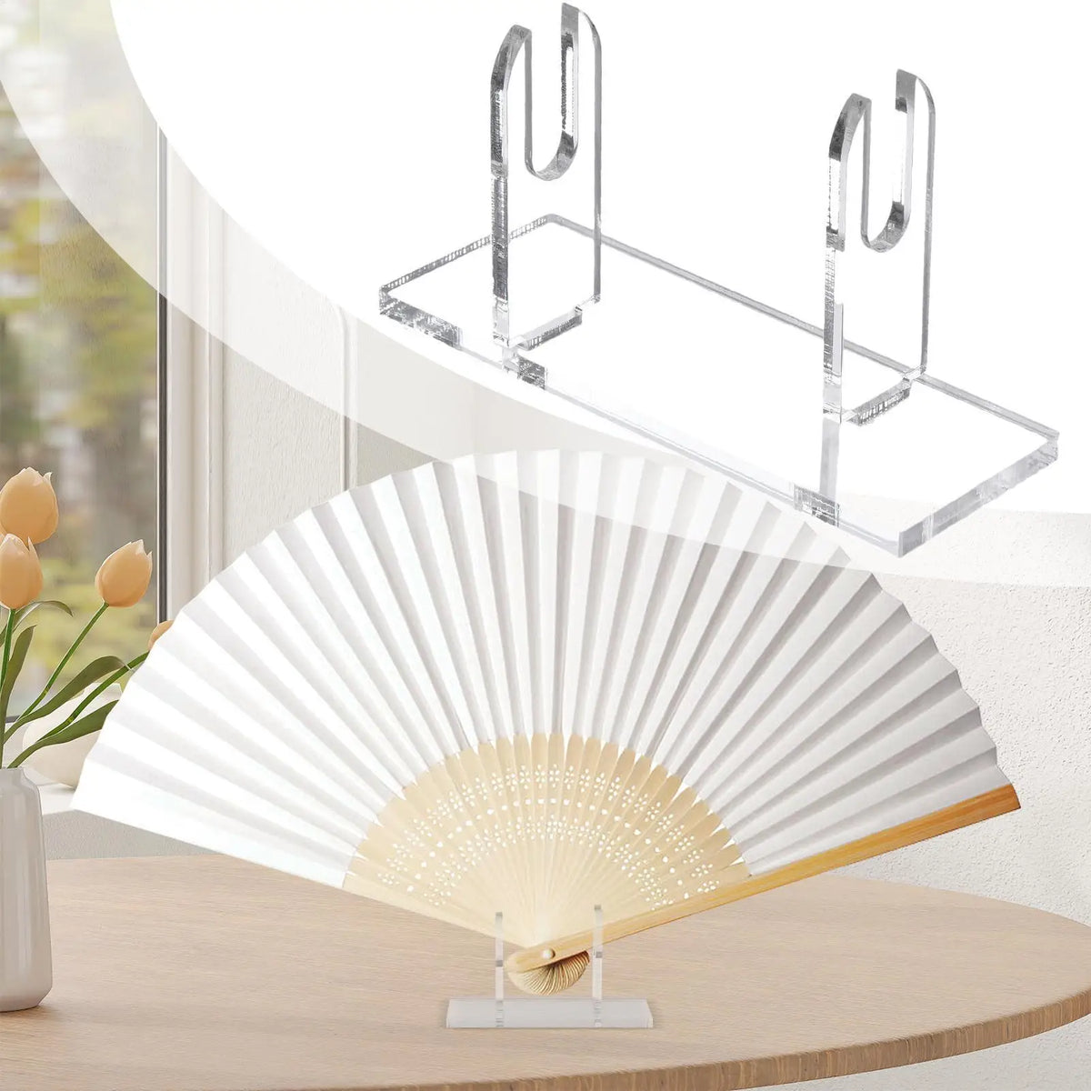 Acrylic Folding Fan Display Stand | Clear Japanese Fan Holder Fan Display Stand QXL