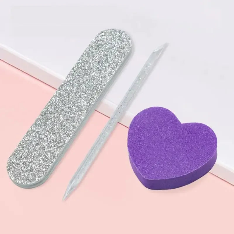 Glitter Nail Care Kit – Buffer, Crystal Rod & Double-Sided File Nail Buffer & File Kit QXL