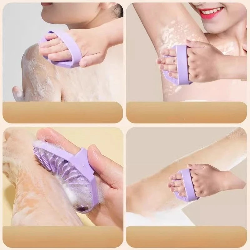 Silicone Body Scrubber Bath Brush | Ergonomic Handle Silicone Bath Scrubber QXL