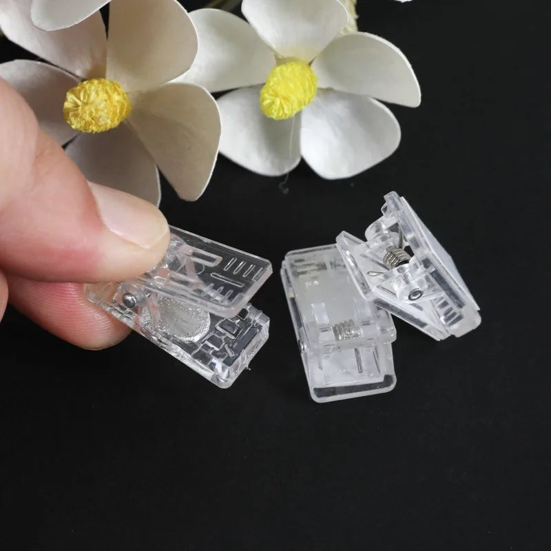 10-Pack Self-Adhesive Transparent PP Plastic Clips for Paper Paper Organizing Clips QXL