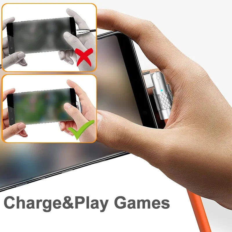 120W USB-C Fast Charging Cable 180° Rotating Elbow for Gaming USB-C Charging Cable QXL