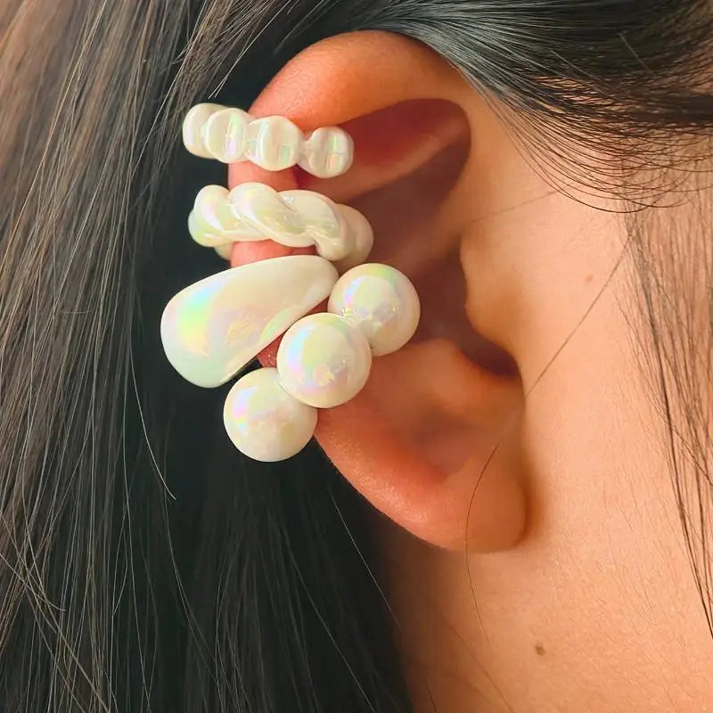 4-Pack Colorful Clip-On Ear Cuffs | No-Pierce Earring Set Clip-On Ear Cuffs QXL