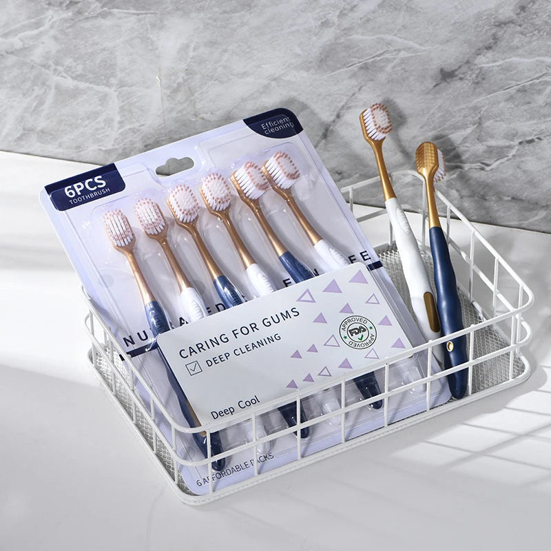 6-Pack Wide Head Ultra-Soft Adult Toothbrushes | YOVIP Soft Bristle Toothbrush QXL 6pcs
