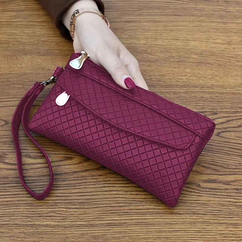 Women's Plaid Clutch Bag | PU Phone Wallet with Card Slots Clutch Bag QXL