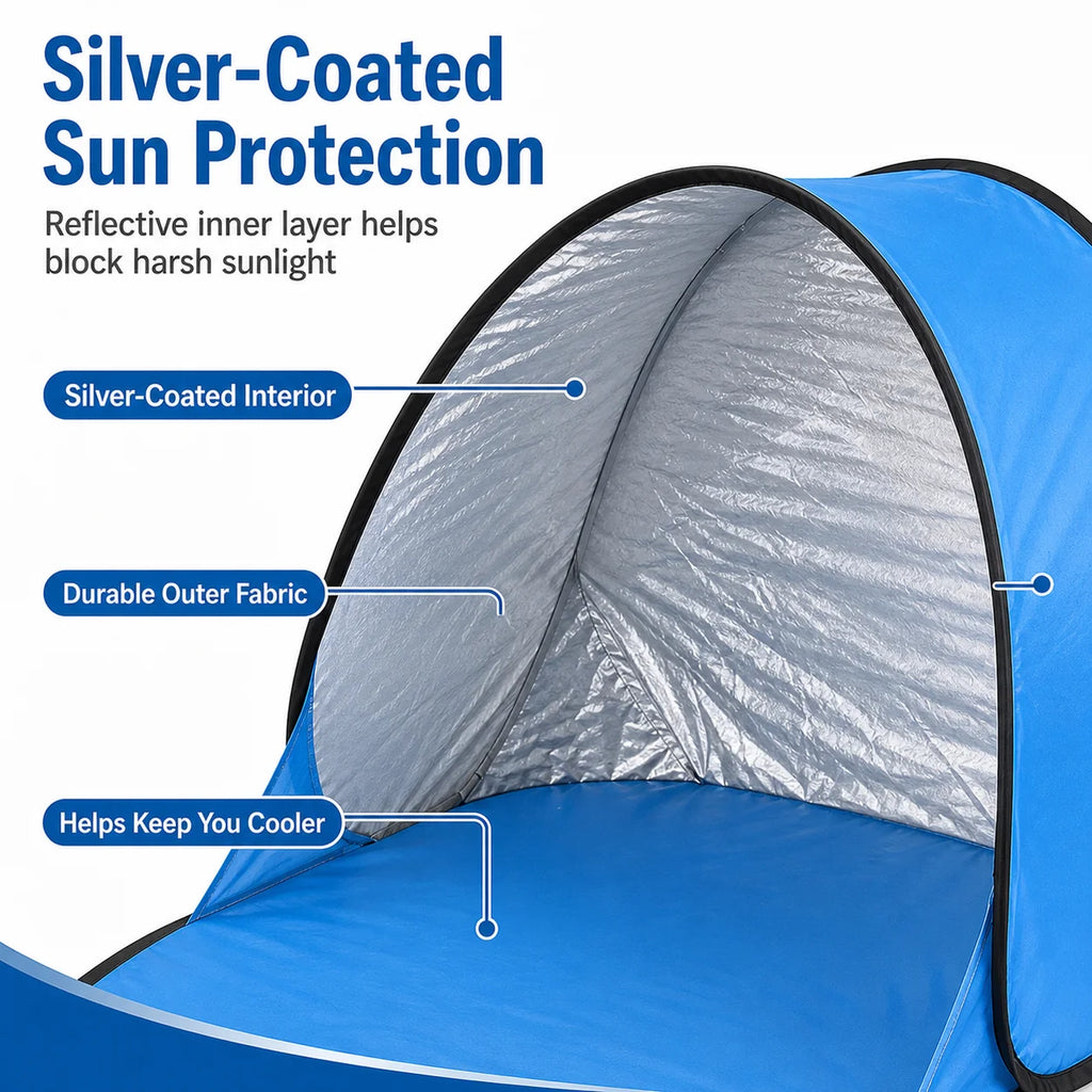 Portable Pop-Up Sun Shelter Tent | Single Person Beach Canopy Pop-Up Sun Shelter QXL