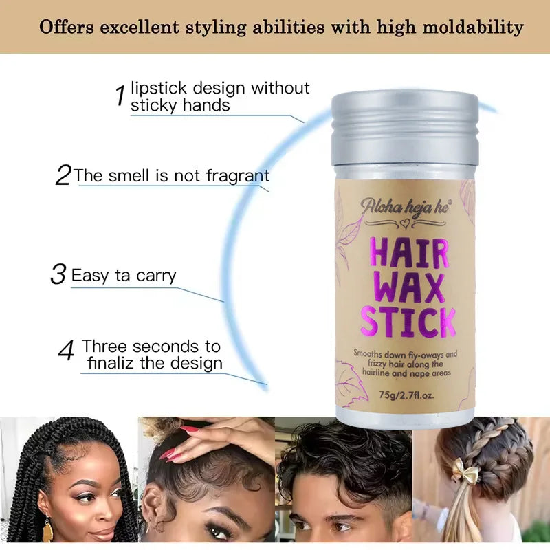 Hair Wax Stick Set – Anti-Frizz High Shine Pomade & 3 Combs Hair Wax Styling Set QXL