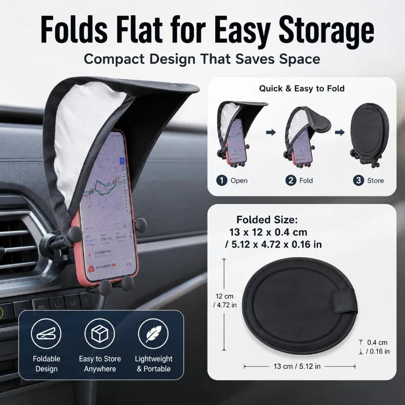 Foldable Car Phone Sun Shade Cover | Anti-Glare GPS Visor Car Phone Sun Shade QXL