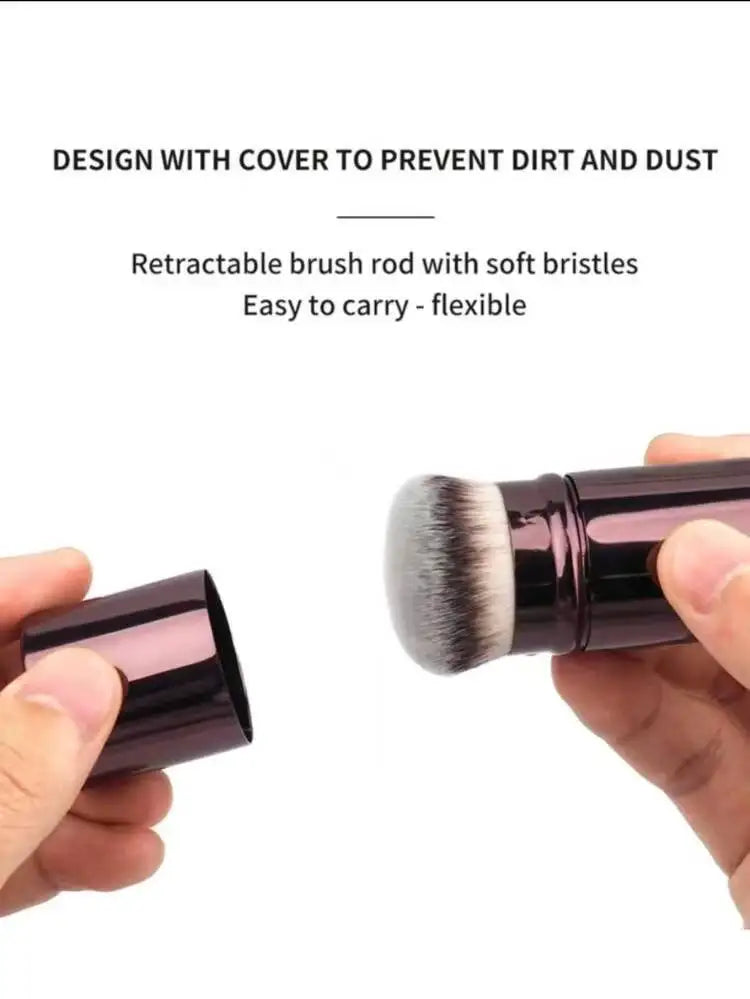 Retractable Foundation Brush with Cover | Ultra-Soft Nylon Foundation Makeup Brush QXL