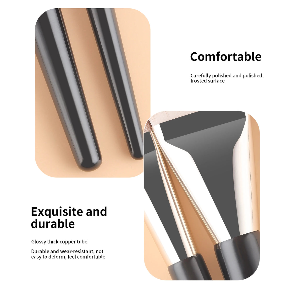 Ronshadow Foundation Brush & Triangle Powder Puff Set – 4 Pc Makeup Brush Set QXL