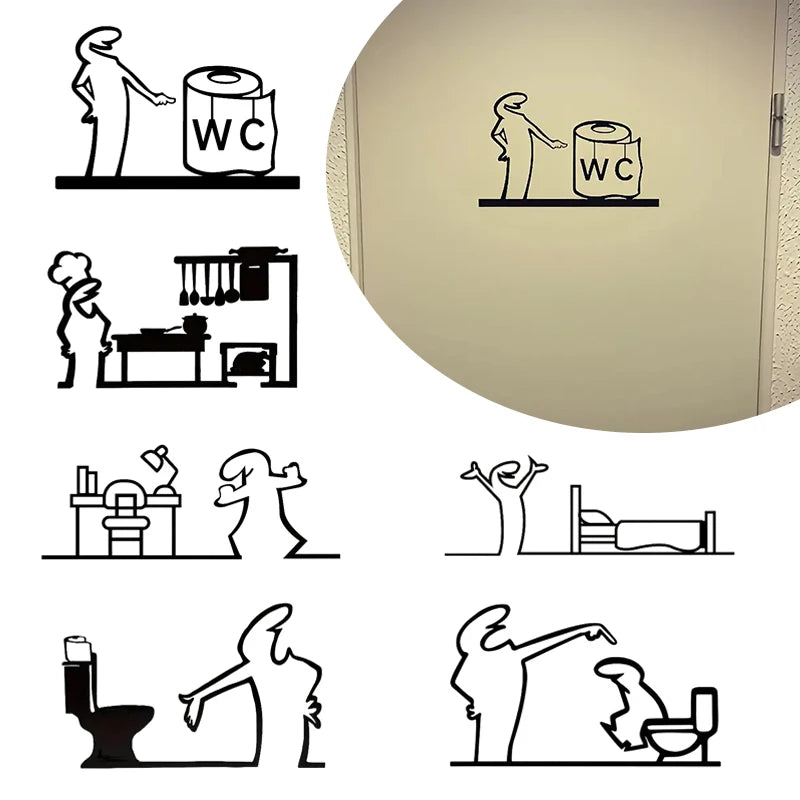 La Linea Minimalist Cartoon Wall & Door Stickers | Home Decor Wall & Door Sticker QXL