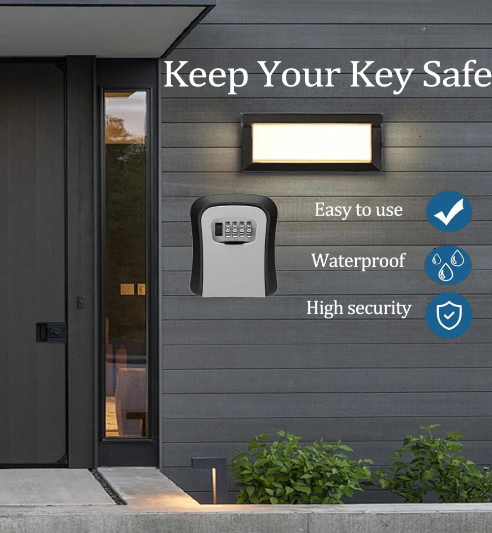 Waterproof Wall-Mount Key Lock Box | 4-Digit Combo Safe Key Lock Box QXL