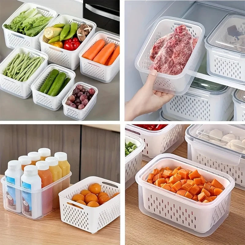 9-Piece Fruit Storage Containers with Colander & Lid for Fridge Fruit Storage Set QXL