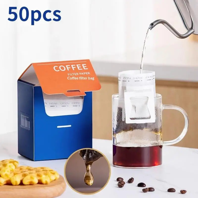 50-Pack Hanging Ear Drip Coffee Filter Bags | Portable & Disposable Drip Coffee Filters QXL Default Title