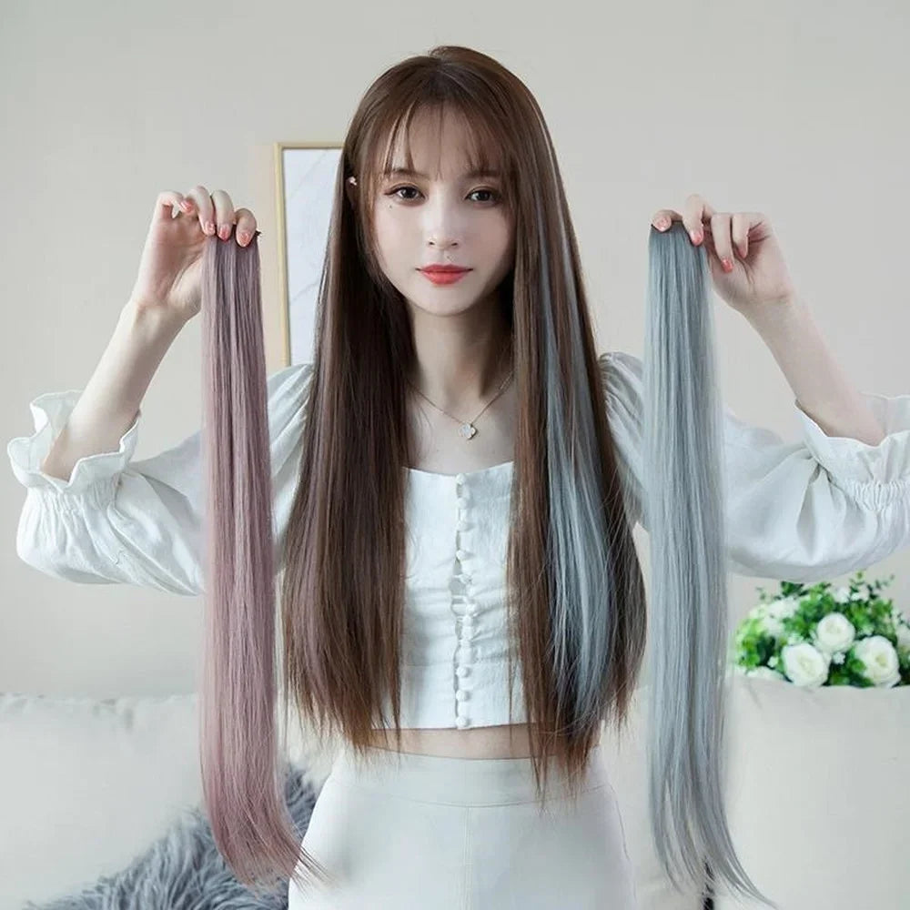60cm Clip-In Synthetic Hair Extension | Long Straight Hairpiece Clip-In Hair Extension QXL