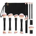 12-Pc Makeup Brush Set with Crocodile Pattern Storage Bag Makeup Brush Set QXL Black