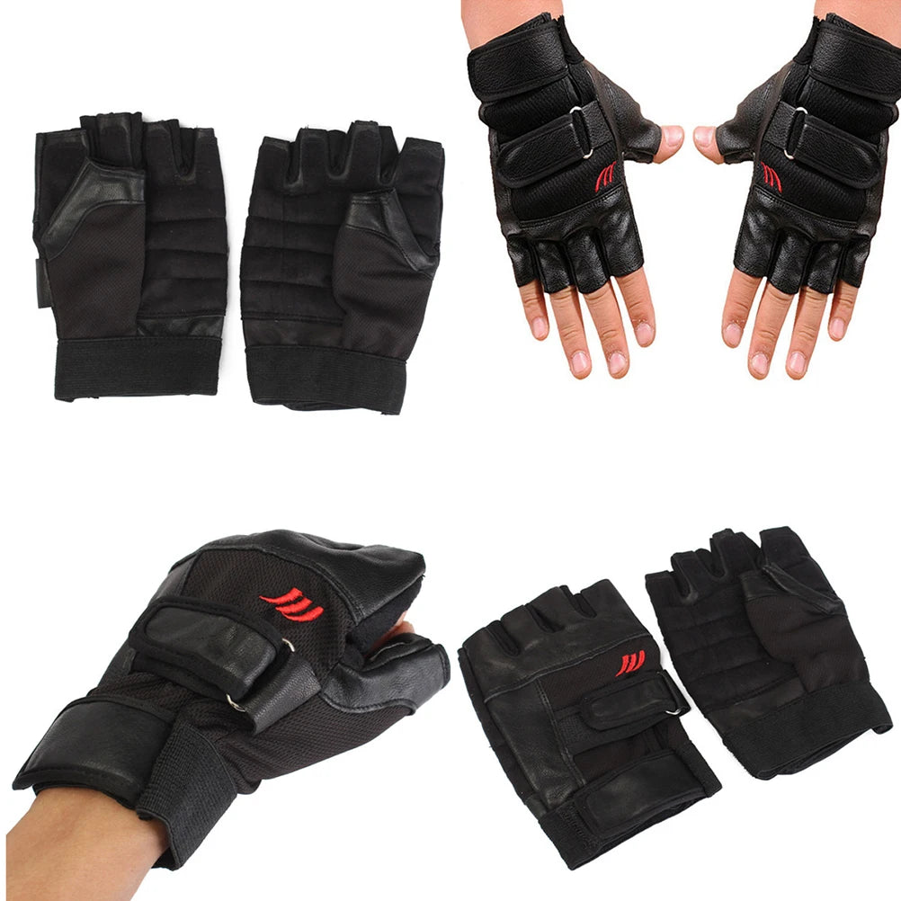 Men's PU Leather Weight Lifting Gym Gloves | Wrist Wrap Weight Lifting Gloves QXL
