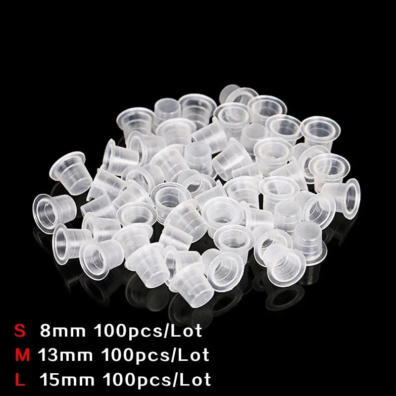 100-Pack Disposable Tattoo Ink Cups S/M/L | Pigment Holders Tattoo Ink Cups QXL