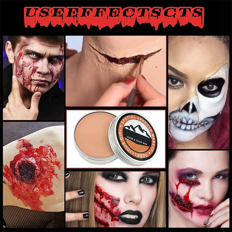 VERONNI Scar Wax Set & Scraper | Halloween SFX Fake Wounds SFX Modeling Wax QXL