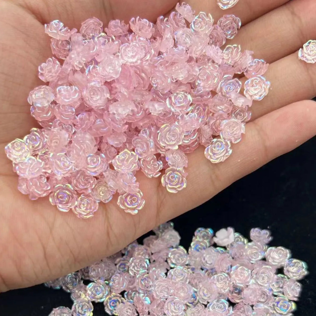 20-Pc 3D Aurora Camellia Nail Charms | Kawaii Resin Flowers 3D Nail Charms QXL