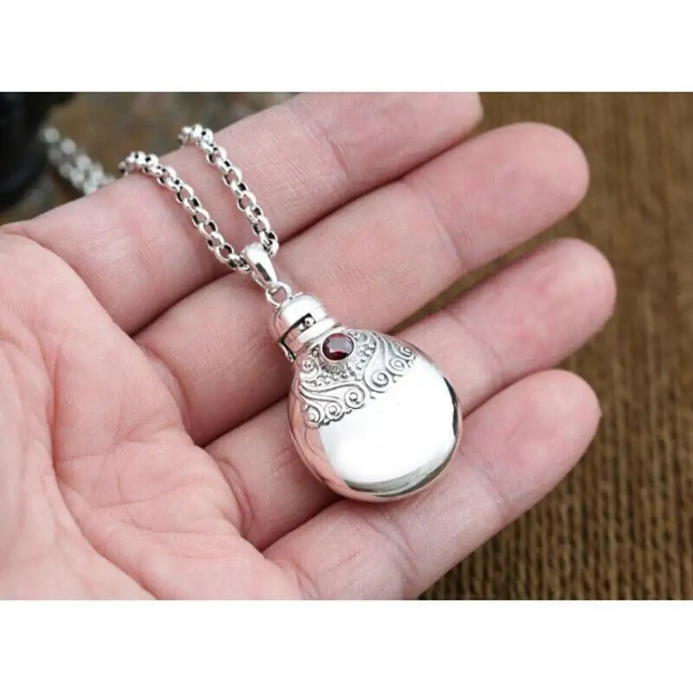 Mini Antique Silver Perfume Pendant Bottle | Openable Locket Perfume Pendant Locket QXL