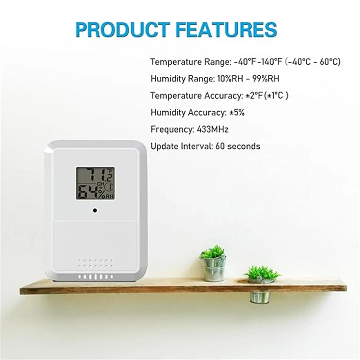 Wireless Thermometer Hygrometer 330ft | 8-Channel LCD Sensor Wireless Thermometer Hygrometer QXL