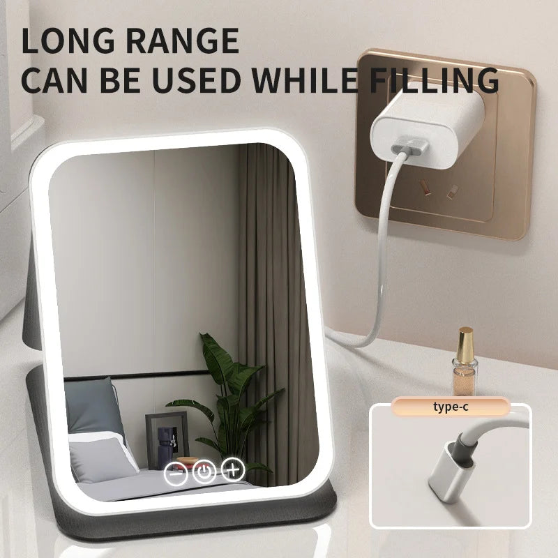 LED Dimmable Makeup Mirror | 3 Color Modes, USB Rechargeable LED Vanity Mirror QXL