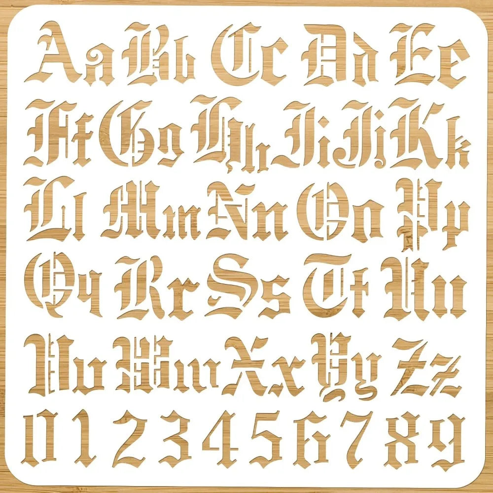 Gothic Alphabet & Numbers Stencil 11.8" | Reusable DIY Art DIY Art Stencil QXL